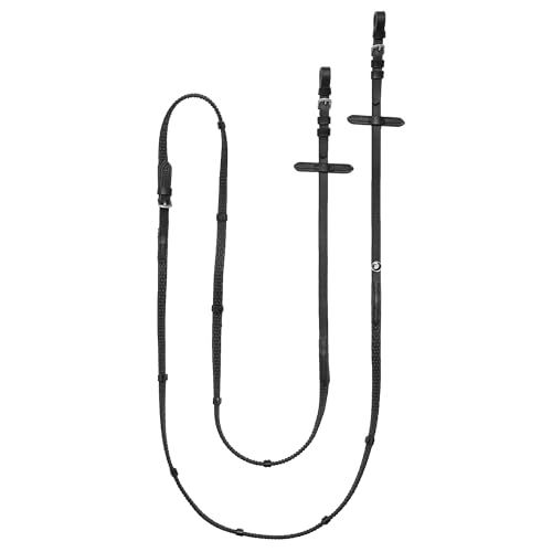 Start Pimple Gummizügel – 22 mm antirutsch Gummizügel mit Stopper und Butterfly-Knöpfen, Edelstahl-Schnallen – Rutschfester Griff (Schwarz, Full (Warmblut)) von START ENJOY THE RIDE