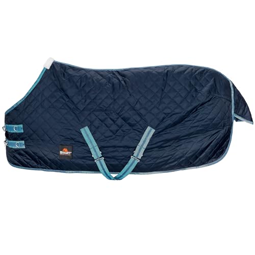 Start Pony Stalldecke Pferd, Unterdecke Pferd, Pferdedecke Stalldecke, Übergangsdecke mit Polarfleecefutter oder Füllung in 0g, 100g (Dunkelblau/Blau, 145cm (100g/m² Polarfleecefutter)) von START ENJOY THE RIDE