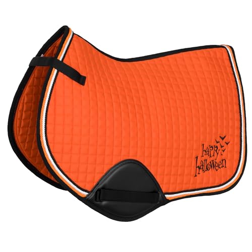 Start Schabracke Pferd für Halloween – lustige Satteldecke mit Kürbis Motiv – Schabracke orange für Herbst & Showreiten – bequem, stabil & auffällig (FlyingBats, Vielseitigkeit) von START ENJOY THE RIDE