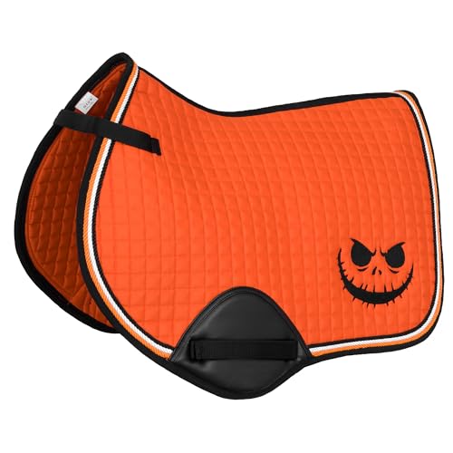 Start Schabracke Pferd für Halloween – lustige Satteldecke mit Kürbis Motiv – Schabracke orange für Herbst & Showreiten – bequem, stabil & auffällig (ScaryPumpkin, Vielseitigkeit) von START ENJOY THE RIDE