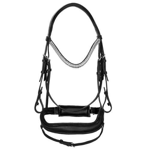 Start Selene Trensenzaum anatomisch aus Leder – Anatomisches Zaumzeug mit weicher Polsterung & Glitzer-Stirnband – Komfort für Sensible Pferde (Schwarz, Full (Warmblut)) von START ENJOY THE RIDE