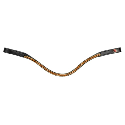Start Stirnriemen Pferd Leder geschwungen Kristall Glitzer gepolstert Stirnband Zaumzeug – elegant für Dressur & Show – Silenus (Schwarz/Gold, Pony) von START ENJOY THE RIDE