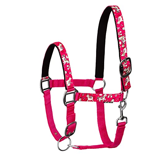 Start Unicorn36 Halfter für Pferde Vollblut, Pony – Stallhalfter mit zweistufiger Verstellung - Kinn und Genickstück – Weidehalfter, Pferd Halfter Warmblut neoprengefüttert (Rosa, Cob) von START ENJOY THE RIDE