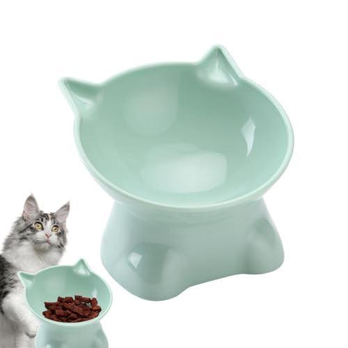 Erhöhter Katzennapf, Schnurrhaarfreundlich, gegen Erbrochenes, 15 Grad Neigung, 13,5 cm, Flacher Katzennapf, erhöhter Katzennapf, Haustierfutter und Wasser-Futterstation für kleine Hunde im(Grün) von STARTONYOU