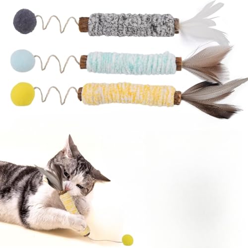 Katzenminz-Stäbchen, Katzenspielzeug für den Innenbereich, Katzenminze, zur Entfernung von Zahnstein, reinigt Zähne (3 Stück) von STARTONYOU