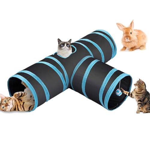 Katzenspielzeug Katzentunnel, Katze Spielzeug Hundenspielzeug Spieltunnel 3-Wege Pet Play Tunnel Tube für Kätzchen, Welpen, Kaninchen, kleine Hunde(78cm) von STARTONYOU