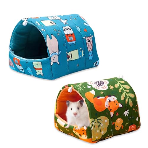 STARTONYOU 2 Stück Meerschweinchen Bett, Waschbar Meerschweinchen Höhle Versteck Kuschelhöhle Hamsterkäfig Zubehör für Hamster Zwergkaninchen Chinchillas von STARTONYOU