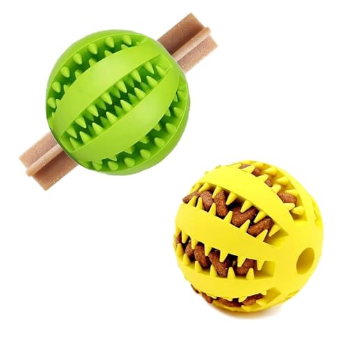 STARTONYOU Hundespielzeug Ball 2 Stück Spielzeug Intelligenz Ball - Naturkautschuk Welpenspielzeug Hundeball für Kleine Mittelgroße Große Hunde Zahnreinigung (2 Stück Große) ﻿ von STARTONYOU