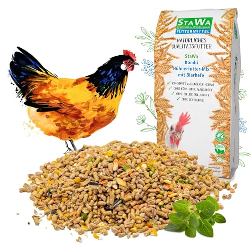 STAWA Kombi Hühnerfutter-Mix, ohne Gentechnik, Alleinfutter + Bierhefe und Oregano-Öl, 10 kg von STAWA