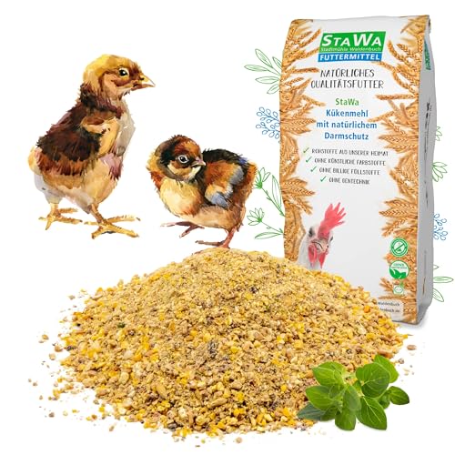 STAWA Kükenmehl Kükenaufzucht Alleinmehl, natürlicher Cocci-Schutz durch Majoran und Oregano-Öl, ohne Gentechnik, mit Leinschrot + Schwarzkümmel, Premium Kükenfutter für sichere Aufzucht, 10 kg STAWA Kükenmehl Kükenaufzucht Alleinmehl, natürlicher Cocci-Schutz durch Majoran und Oregano-Öl, ohne Gentechnik, mit Leinschrot + Schwarzkümmel, Premium Kükenfutter für sichere Aufzucht, 10 kg von STAWA