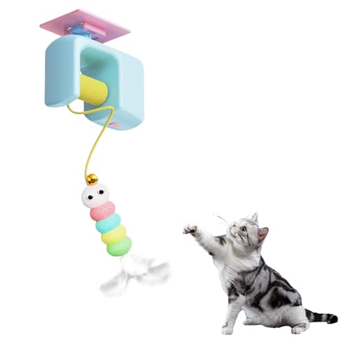 STEFUEWILL17 Dauerhaft Hängende Katzenspielzeug - Interaktives Federspielzeug für Katzen, Verstellbares Gummiseil, Intelligenzspielzeug und Katzenspielzeug, Indoor Teaser Übungen, Training Türrahmen von STEFUEWILL17
