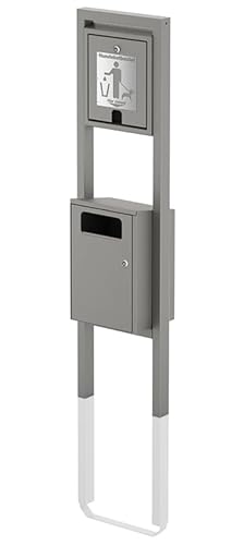 STEIN HGS Hundetoilette 'City B' mit Abfallbehälter, Behälter Farbe RAL 9006 weißaluminium, Ständer Farbe RAL 6005 moosgrün von STEIN HGS