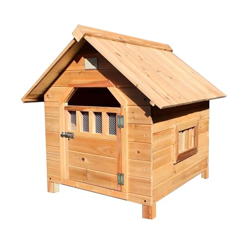 Hundehütte for den Außenbereich, Hundekäfig aus Holz mit Fenster und Tür, wetterfeste und Winddichte Hundehütte, einfach zu montieren, for kleine, mittelgroße und große Haustiere(Size:Small) von STEPHM