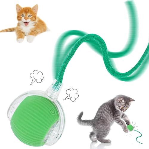 STFYUG Katzenspielzeug Ball, Interaktives Katzenspielzeug Katzenball, 360° Interaktiver Spielball für Katzen, Katzenbälle, Interaktiver Spielball mit Schwanz für Katzen von STFYUG