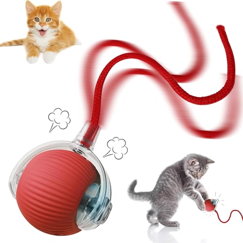 STFYUG Katzenspielzeug Ball, Interaktives Katzenspielzeug Katzenball, 360° Interaktiver Spielball für Katzen, Katzenbälle, Interaktiver Spielball mit Schwanz für Katzen von STFYUG