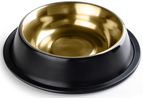 StilGut Fressnapf für Hund & Katze, Futternapf aus Aluminium 0,2 l, Hundenapf, Katzennapf, Wassernapf - Schwarz/Gold von STILGUT