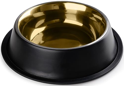 StilGut Fressnapf für Hund & Katze, Futternapf aus Aluminium 0,7 l, Hundenapf, Katzennapf, Wassernapf - Schwarz/Gold von STILGUT