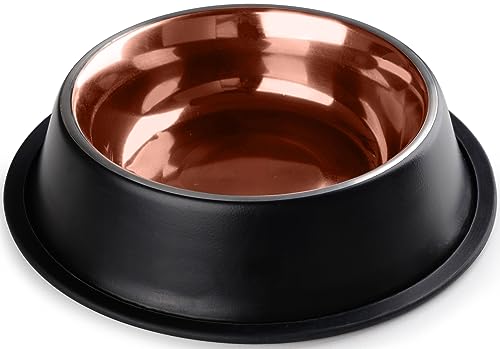 StilGut Fressnapf für Hund & Katze, Futternapf aus Aluminium 0,7 l, Hundenapf, Katzennapf, Wassernapf - Schwarz/Kupfer von STILGUT