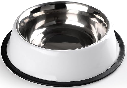 STILGUT Fressnapf für Hund & Katze, Futternapf aus Aluminium 0,7 l, Hundenapf, Katzennapf, Wassernapf - Weiß/Silber von STILGUT