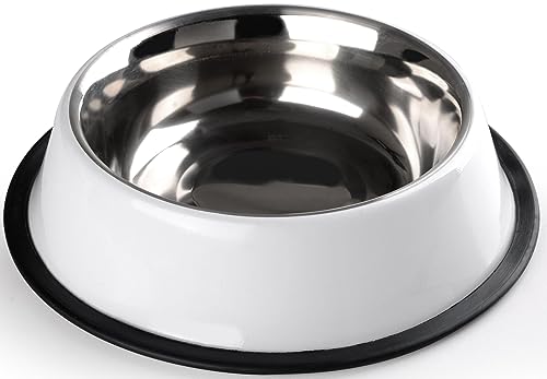 StilGut Fressnapf für Hund & Katze, Futternapf aus Aluminium 0,7 l, Hundenapf, Katzennapf, Wassernapf - Weiß/Silber von STILGUT