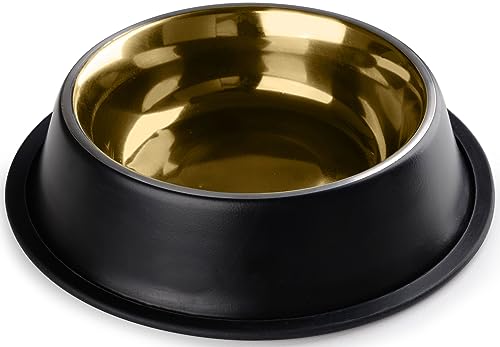 STILGUT Fressnapf für Hunde, Hund Futternapf aus Aluminium 0,9 l, Hundenapf, Wassernapf - Schwarz/Gold von STILGUT
