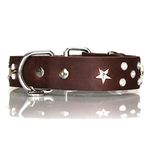 STILHUND Halsband Sattler Stern & Strass, Hundehalsband, Lederhalsband, handgefertigt, extrem weiches Leder Farbe braun, Größe 40 STILHUND Halsband Sattler Stern & Strass, Hundehalsband, Lederhalsband, handgefertigt, extrem weiches Leder Farbe braun, Größe 40 von STILHUND