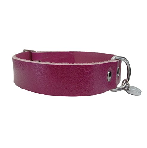STILHUND Lederhalsband Sattler, super weiches Sattlerleder, Hundehalsband Farbe pink, Größe 45 von STILHUND