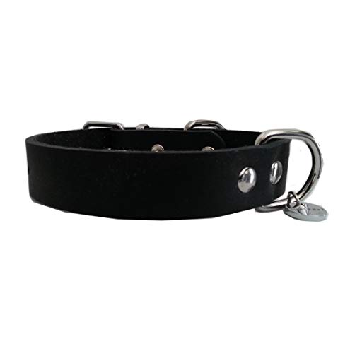 STILHUND Lederhalsband Sattler, super weiches Sattlerleder, Hundehalsband Farbe schwarz, Größe 40 von STILHUND