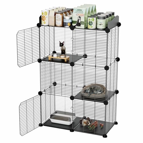 STILLCOVE 2 Etagen Katzenkäfig Innen, Big Wire Cat Cage Zwinger Enclosures DIY Laufstall Kisten, Pet Pen C&C Käfig für 1-2 Katzen Kätzchen STILLCOVE 2 Etagen Katzenkäfig Innen, Big Wire Cat Cage Zwinger Enclosures DIY Laufstall Kisten, Pet Pen C&C Käfig für 1-2 Katzen Kätzchen von STILLCOVE