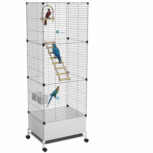 STILLCOVE Extra großer Vogelkäfig, schwarzer Sittichkäfig mit Rollständer und Rollen, breiter Vogelkäfig für Papageien, Nymphensittiche, Sittiche, Wellensittiche, Kanarienvögel, Finken, Lovebird von STILLCOVE