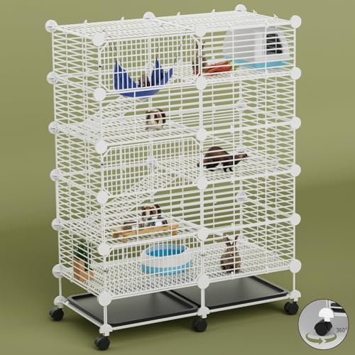STILLCOVE Großer Meerschweinchenkäfig Indoor: 5-stöckiger C&C Kaninchenkäfig Kleintierkäfig auf Rad mit abnehmbarem Tablett für Häschen Hamster Frettchen Ratte Chinchilla Igel STILLCOVE Großer Meerschweinchenkäfig Indoor: 5-stöckiger C&C Kaninchenkäfig Kleintierkäfig auf Rad mit abnehmbarem Tablett für Häschen Hamster Frettchen Ratte Chinchilla Igel von STILLCOVE