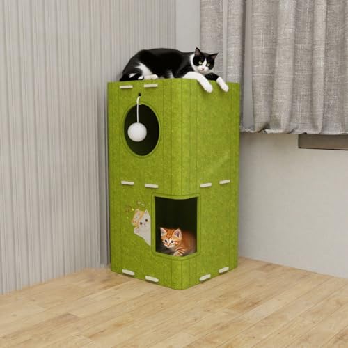 STILLCOVE Kleiner Katzenbaum Turm, Indoor Katzenhaus Condo mit Versteck Bett Höhle & Spielzeug, Modernes Würfelschloss für 1-2 Kätzchen STILLCOVE Kleiner Katzenbaum Turm, Indoor Katzenhaus Condo mit Versteck Bett Höhle & Spielzeug, Modernes Würfelschloss für 1-2 Kätzchen von STILLCOVE