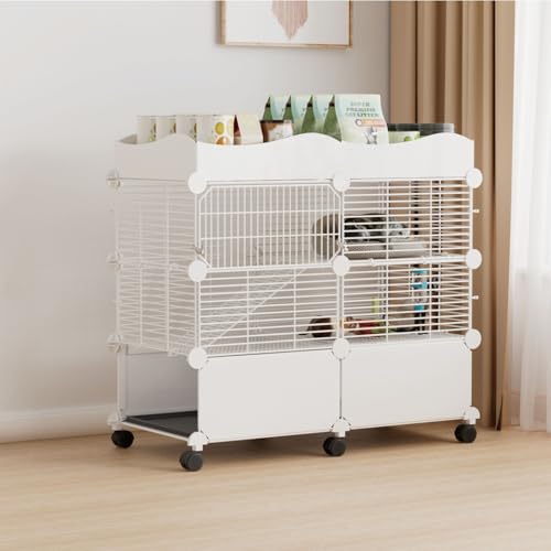 STILLCOVE Kleiner Meerschweinchenkäfig Indoor C&C Chinchilla Rattenkäfig Kaninchenhaus auf Rädern mit Tablett von STILLCOVE