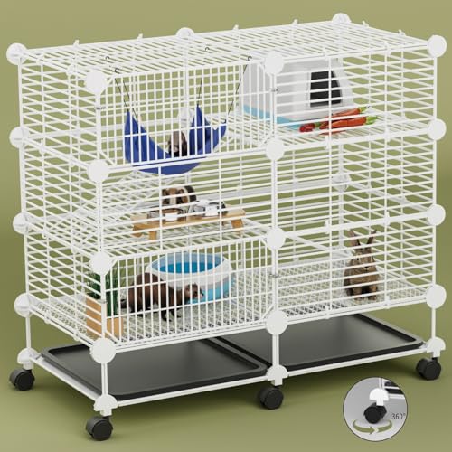 STILLCOVE Kleiner Meerschweinchenkäfig Indoor: 3-stöckiger C&C Kaninchenkäfig Kleintierkäfig auf Rad mit abnehmbarem Tablett für Häschen Hamster Frettchen Ratte Chinchilla Igel STILLCOVE Kleiner Meerschweinchenkäfig Indoor: 3-stöckiger C&C Kaninchenkäfig Kleintierkäfig auf Rad mit abnehmbarem Tablett für Häschen Hamster Frettchen Ratte Chinchilla Igel von STILLCOVE