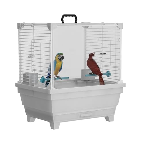 STILLCOVE Kleiner Vogelkäfig für Sittiche, Sittichkäfig mit Rollständer und Griff, Flugvogelkäfig für Papageien, Nymphensittiche, Sittiche, Wellensittiche, Kanarienvögel, Finken, Lovebird von STILLCOVE
