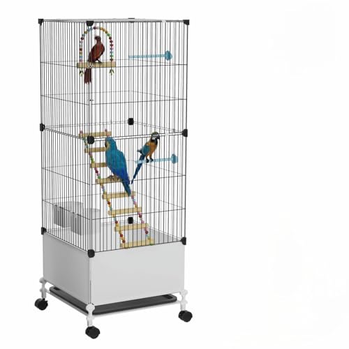 STILLCOVE Mittelgroßer Vogelkäfig, schwarzer Sittichkäfig mit Rollständer und Rädern, breiter Vogelkäfig für Papageien, Nymphensittiche, Sittiche, Wellensittiche, Kanarienvögel, Finken, Lovebird von STILLCOVE