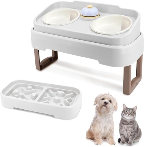 Erhöhter Futternapf für Hunde, erhöhter Futternapf mit Ständer, rutschfest, doppeltes Futternapf-Set mit spritzwassergeschütztem Schutz, langsames Füttern, Hundenäpfe für kleine bis mittelgroße Hunde Erhöhter Futternapf für Hunde, erhöhter Futternapf mit Ständer, rutschfest, doppeltes Futternapf-Set mit spritzwassergeschütztem Schutz, langsames Füttern, Hundenäpfe für kleine bis mittelgroße Hunde von STKBES