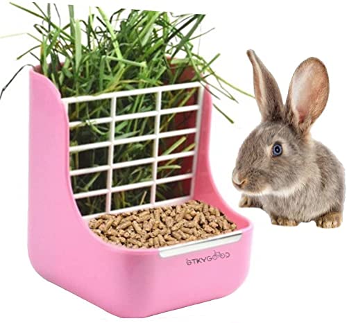Kaninchenfutterautomat Hasen-Meerschweinchen-Heufutterautomat, Heu-Meerschweinchen-Heufutterautomat, Chinchilla-Kunststoff-Futterschleife (Rosa) von STKYGOOD