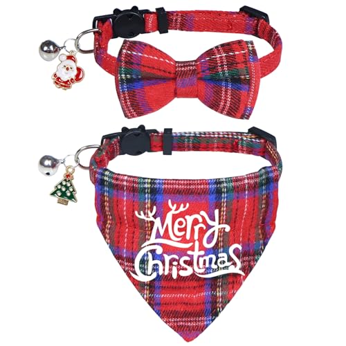 STMK 2 Stück Weihnachten Katze Bandana Halsband mit Glocke, Breakaway Urlaub Katze Kätzchen Bandana Halsband mit Glocke Weihnachtsmann Weihnachtsbaum für Weihnachten Katzen Kostüme Outfits STMK 2 Stück Weihnachten Katze Bandana Halsband mit Glocke, Breakaway Urlaub Katze Kätzchen Bandana Halsband mit Glocke Weihnachtsmann Weihnachtsbaum für Weihnachten Katzen Kostüme Outfits von STMK
