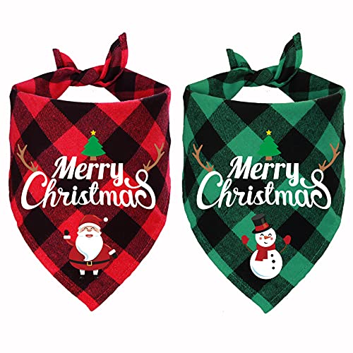 STMK 2 Stück Weihnachtshundhalstücher, Urlaubshund, Weihnachtshalstücher für kleine, mittelgroße und große Hunde, Welpen, Weihnachtskostüme (klein, Weihnachtsmann und Schneemann) von STMK