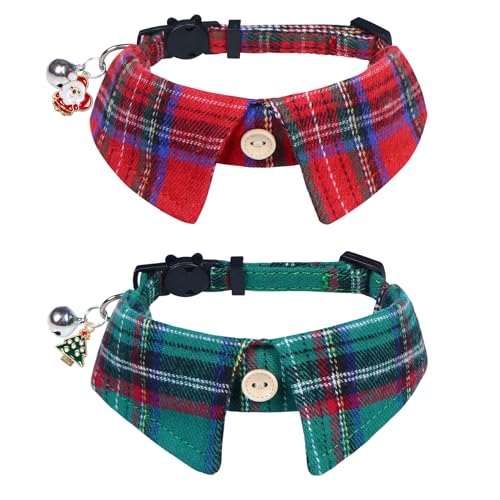 STMK 2 Stück Weihnachtskatzenhalsbänder mit Glocke, Breakaway Weihnachtskatzenhalsband mit Hemd, Glocke, Weihnachtsmann, Weihnachtsbaum für Weihnachten, Katzen, Kätzchen, Kostüme, Outfits (Rot und STMK 2 Stück Weihnachtskatzenhalsbänder mit Glocke, Breakaway Weihnachtskatzenhalsband mit Hemd, Glocke, Weihnachtsmann, Weihnachtsbaum für Weihnachten, Katzen, Kätzchen, Kostüme, Outfits (Rot und von STMK