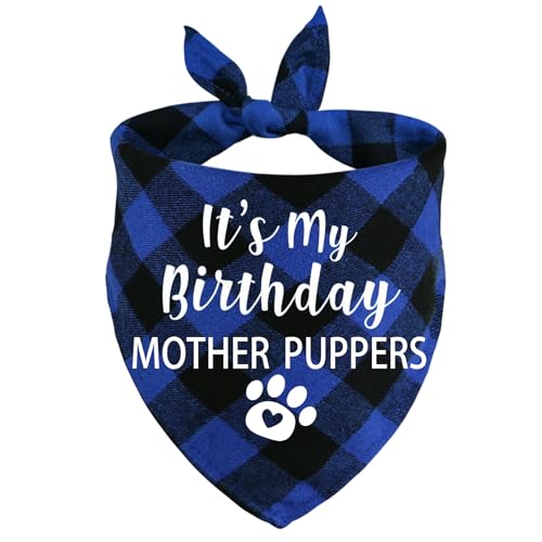 STMK Hunde-Geburtstags-Halstuch, Aufschrift "It' s My Birthday Mother Puppers", verschiedene Größen, für kleine, mittelgroße und große Hunde, Katzen, Haustiere (Blau, klein) von STMK