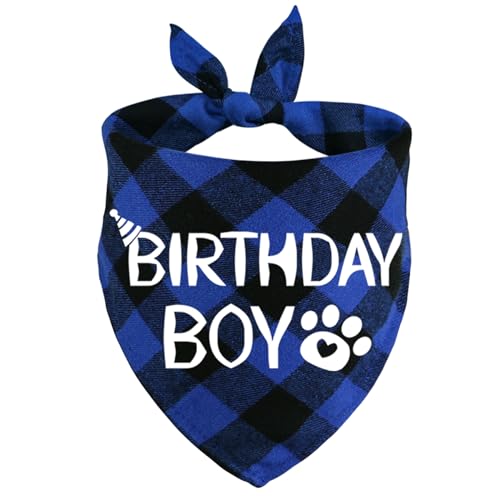 STMK Hunde-Geburtstags-Halstuch, verschiedene Größen, Hunde-Geburtstags-Halstuch für kleine, mittelgroße und große Hunde, Haustiere (groß, blau) von STMK