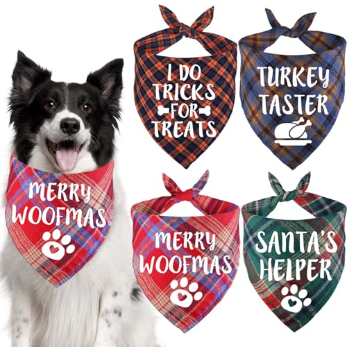STMK Hundehalstücher für Hunde, Halloween, Erntedankfest, Weihnachten, Hundehalstücher für kleine, mittelgroße und große Hunde, Kostüme, 4 Stück von STMK