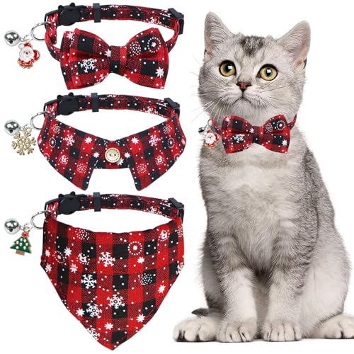 STMK Katzenhalsbänder mit Glöckchen, Weihnachts-Katzenhalsbänder mit Fliege, Bandana, Hemd, Glocke, Weihnachtsmann, Weihnachtsbaum, Schneeflocke, für Weihnachten, Katzenkostüme, Outfits, Schneeflocke, STMK Katzenhalsbänder mit Glöckchen, Weihnachts-Katzenhalsbänder mit Fliege, Bandana, Hemd, Glocke, Weihnachtsmann, Weihnachtsbaum, Schneeflocke, für Weihnachten, Katzenkostüme, Outfits, Schneeflocke, von STMK