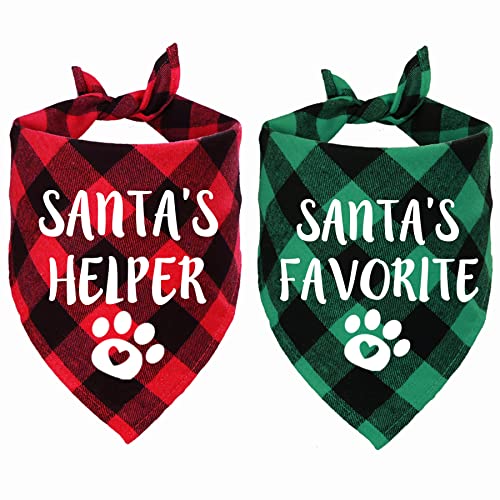 STMK Weihnachts-Hundehalstuch, 2 Stück, kariert, Hundehalstücher für Weihnachten, Urlaub, Hundewelpen-Kostüm von STMK