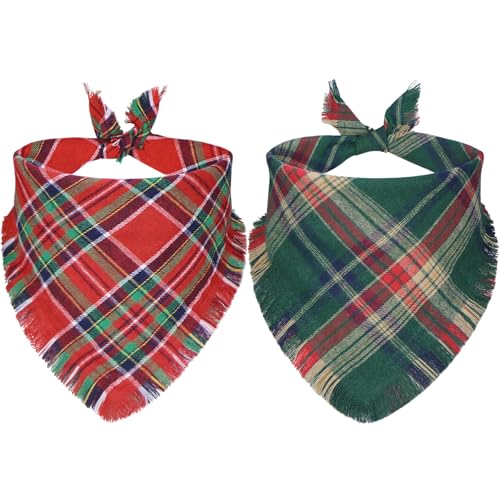 STMK Weihnachts-Hundehalstücher mit Quasten, verschiedene Größen, Hunde-Halstuch, Premium-Baumwollstoff, kariert, für kleine und mittelgroße Hunde, Rot und Grün, Größe S, 2 Stück STMK Weihnachts-Hundehalstücher mit Quasten, verschiedene Größen, Hunde-Halstuch, Premium-Baumwollstoff, kariert, für kleine und mittelgroße Hunde, Rot und Grün, Größe S, 2 Stück von STMK