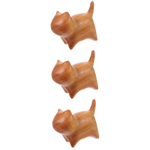 STOBAZA 3stücke Smooth Wooden Cat Figurine Miniature Cartoon Wood Cat Decoration Für Schreibtisch Und Wohnaccessoires Als Oder Für Jedes Zuhause von STOBAZA