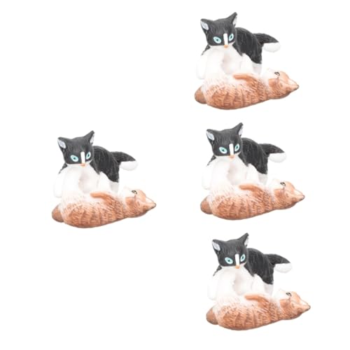 STOBAZA 4sätze Katzenfigur Niedliche Simulation Katze Kreative Desktop-Dekoration Für Tierfigur Für Home Office Für Katzenliebhaber von STOBAZA