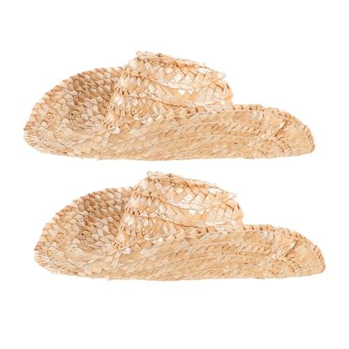 STOBOK 2stücke Mini Woven Hats Als Cake Topper Für Puppen Und Tierkostüme Party-Accessoires Für Dekoration Und Kreatives Spiel von STOBOK